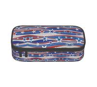 Trousse à crayons de grande capacité avec fermeture éclair Motif étoiles patriotiques, Noir , Taille unique, Valise
