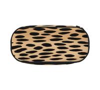 Trousse à crayons de grande capacité avec fermeture éclair - Motif léopard marron - Compartiments élastiques - Pour l'école, le bureau, les voyages - Multi-usage - En tissu Oxford, Imprimé léopard