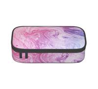 Trousse à crayons de grande capacité avec fermeture éclair - Motif marbré pastel rose bleu violet