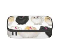 Trousse à crayons de grande capacité avec fermeture éclair Motif Poméraniens, Noir , Taille unique, Valise