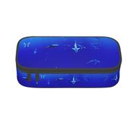 Trousse à crayons de grande capacité avec fermeture éclair Motif requin nagant sous la mer Pour garçons filles étudiants école, Noir , Taille unique, Valise