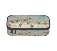 Trousse à crayons de grande capacité avec fermeture éclair - Motif tortue de mer et étoile de mer - Pour garçons et filles, Noir , Taille unique, Valise