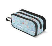 Trousse à crayons de grande capacité avec fermeture éclair pour enfants pour infirmière, université, dauphin bleu