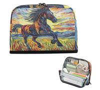 Trousse à crayons de grande capacité avec fermeture éclair pour homme, école, indispensable pour les beaux chevaux au galop