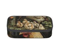 Trousse à crayons de grande capacité avec imprimé « A Brood of Chickens » - 21,6 x 5,1 x 9,4 cm - Rangement fonctionnel pour le bureau et les voyages