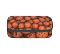 Trousse à crayons de grande capacité avec imprimé basket-ball orange pour fournitures scolaires et de bureau, Noir , Taille unique, Trousse de maquillage