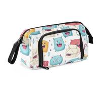 Trousse à crayons de grande capacité avec motif monstre rouge et bleu pour adolescents, adultes, étudiants, Monstre rouge et bleu, Taille unique, Mallette