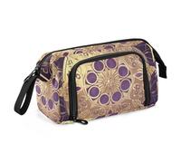 Trousse à crayons de grande capacité avec poignée - Trousse à crayons et maquillage pour Preppy College - Noir et violet - Tarot astrologie