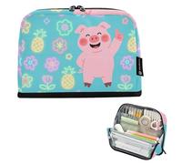 Trousse à crayons de grande capacité avec support pour étudiants, école préparatoire, cochon vert, ananas