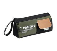 Trousse à crayons de grande capacité avec texte positif, double couche, trousse à crayons en toile esthétique avec fermeture éclair pour l'école, le bureau, l'université, les adolescents, garçons et