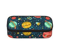 Trousse à crayons de grande capacité Boîte à crayons colorée Space Planets Green School Pen Pouch pour garçons filles enfants Sac à crayons de stockage de papeterie à double compartiment avec étui à