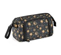 Trousse à crayons de grande capacité - Cadeau pour bureau, école, adolescent, fille, garçon, étoilé, soleil, lune, étoile, Soleil étoilé lune étoile, Taille unique, Dessin animé