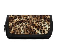 Trousse à Crayons de Grande capacité en Cuir Animal, Peau de guépard, imprimé léopard doré, Trousse de Maquillage de Voyage Portable, Trousse de Bureau multifonctionnelle avec 2 Compartiments
