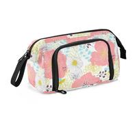 Trousse à crayons de grande capacité légère avec fleurs colorées printanières pour étudiants universitaires cartuchera para los lapices