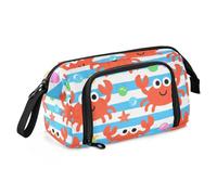 Trousse à crayons de grande capacité légère pour adolescents élémentaires Motif crabe rouge