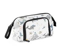 Trousse à crayons de grande capacité, motif animal marin, pochette pour papeterie, école, université, bureau, pour adolescents, adultes, étudiants, Animaux marins, Taille unique, Mallette