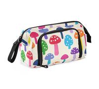 Trousse à crayons de grande capacité, motif champignons de dessin animé, trousse portable et trousse à crayons pour adolescents et filles élémentaires