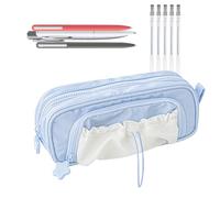 Trousse à crayons de grande capacité, organiseur scolaire pour crayons et ustensiles - Porte-stylos pour voyage bureau école adolescents, bleu, Consulte la descripción, Voir description