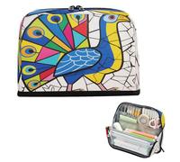 Trousse à crayons de grande capacité pour adultes, fournitures scolaires, indispensables pour l'école, les vitraux, paon coloré, estuches de maquillaje para mujer