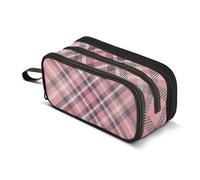 Trousse à crayons de grande capacité pour enfants et adolescents avec fermeture éclair - Portable pour voyage - Motif écossais écossais