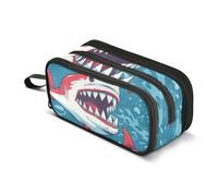 Trousse à crayons de grande capacité pour garçons et filles - 3 compartiments - Motif requins rouges, Requins rouges, Taille unique, Mallette