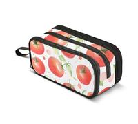 Trousse à crayons de grande capacité pour garçons et filles - 3 compartiments - Motif tomates rouges, Tomates rouges, Taille unique, Mallette