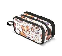 Trousse à crayons de grande capacité pour garçons et filles - 3 compartiments - Pour étudiants, papeterie, marqueurs - Pour l'école, le bureau, le travail, Nuages de chiens, Taille unique, Mallette
