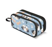 Trousse à crayons de grande capacité pour garçons et filles - 3 compartiments - Pour étudiants, papeterie, marqueurs - Pour l'école, le bureau, le travail, Os de chiens, Taille unique, Mallette
