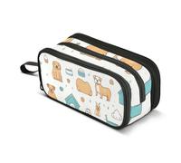 Trousse à crayons de grande capacité pour garçons et filles - 3 compartiments - Pour étudiants, papeterie, marqueurs - Pour l'école, le bureau, le travail, Maisons Chiens, Taille unique, Mallette