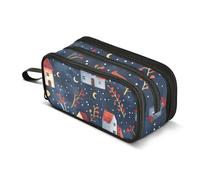 Trousse à crayons de grande capacité pour garçons et filles - 3 compartiments - Pour l'école, le bureau, le travail, Maisons Branches d'épine-vinette étoiles lune, Taille unique, Mallette