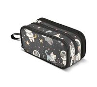 Trousse à crayons de grande capacité pour garçons et filles avec 3 compartiments - Motif chats astronautes - Organiseur de papeterie - Pour l'école, le bureau, le travail, Divers chats astronautes,