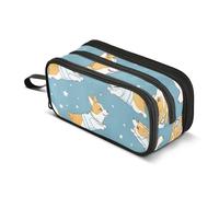Trousse à crayons de grande capacité pour garçons et filles avec 3 compartiments - Motif chiens gallois, Chien mignon gallois, Taille unique, Mallette