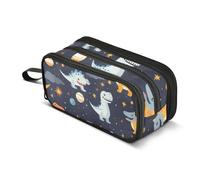 Trousse à crayons de grande capacité pour garçons et filles avec 3 compartiments - Motif dinosaures et planètes, Dinosaures Planètes, Taille unique, Mallette
