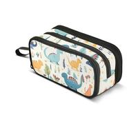 Trousse à crayons de grande capacité pour garçons et filles avec 3 compartiments - Motif dinosaures et plantes, Plantes dinosaures, Taille unique, Mallette