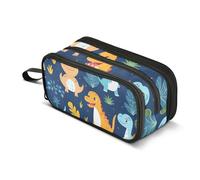 Trousse à crayons de grande capacité pour garçons et filles avec 3 compartiments - Motif dinosaures - Pour l'école, le bureau, le travail, Jolie forêt de dinosaures, Taille unique, Mallette