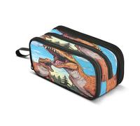 Trousse à crayons de grande capacité pour garçons et filles avec 3 compartiments - Motif dinosaures - Pour l'école, le bureau, le travail, Dinosaures de dessin animé., Taille unique, Mallette