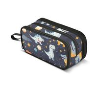 Trousse à crayons de grande capacité pour garçons et filles avec 3 compartiments - Motif planètes et étoiles - Pour l'école, le bureau, le travail, Planètes Étoiles Dinosaures, Taille unique, Mallette
