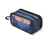 Trousse à crayons de grande capacité pour garçons et filles avec 3 compartiments - Motif Tour Eiffel - Pour l'école, le bureau, le travail, Tour Eiffel Nuit étoilée, Taille unique, Mallette