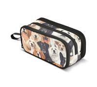 Trousse à crayons de grande capacité pour garçons et filles avec 3 compartiments pour étudiants, papeterie, marqueur pour l'école, le bureau, le travail, Jolis chiens., Taille unique, Mallette