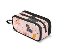 Trousse à crayons de grande capacité pour garçons et filles avec 3 compartiments pour étudiants, papeterie, marqueur pour l'école, le bureau, le travail, Jolis chiens., Taille unique, Mallette
