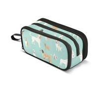 Trousse à crayons de grande capacité pour garçons et filles avec 3 compartiments pour étudiants, papeterie, marqueur pour l'école, le bureau, le travail, Types de chiens, Taille unique, Mallette