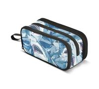 Trousse à crayons de grande capacité pour garçons et filles avec 3 compartiments pour étudiants, papeterie, marqueur pour l'école, le bureau, le travail, De nombreux requins, Taille unique, Mallette