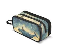 Trousse à crayons de grande capacité pour garçons et filles avec motif ciel étoilé et baleine, trousse à crayons à 3 compartiments pour étudiants, papeterie, marqueur pour l'école, le bureau, le