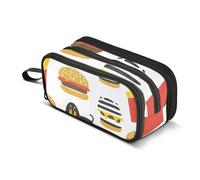Trousse à crayons de grande capacité pour garçons et filles Motif teckel hamburger frites 3 compartiments Pour l'école, le bureau, le travail, Chiens Teckel Hamburger Frites, Taille unique, Mallette