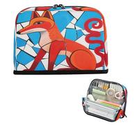 Trousse à crayons de grande capacité pour infirmière, école préparée, vitrail, renard, animal, rouge, bleu, bolsa de maquillaje para mujer