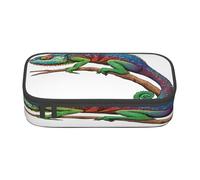 Trousse à crayons de grande capacité pour l'école, le bureau et les voyages, trousse à stylos caméléon pour écouter de la musique pour étudiant, trousse de papeterie zippée en tissu Oxford, trousse de