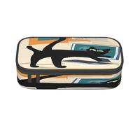 Trousse à crayons de grande capacité pour l'école, le bureau et les voyages, trousse à stylos en forme de chat moderne du milieu du siècle pour étudiant, trousse de toilette et de maquillage en tissu