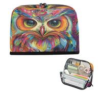 Trousse à crayons de grande capacité pour maquillage et fournitures scolaires Motif hibou psychédélique