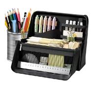 Trousse à crayons de grande capacité pour papeterie scolaire - Convient pour la maison, l'école, les voyages et les sorties, règles, écouteurs, stylos, marqueurs, gommes, Noir , Fare riferimento alla