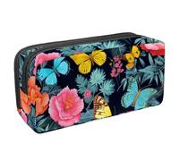 Trousse à crayons de grande capacité pour ranger des fournitures de bureau, des pensées d'oiseaux, des fleurs, Multicolore 4., 2.3x8.2x3.9in/6x21x10cm, Organiseur de sac